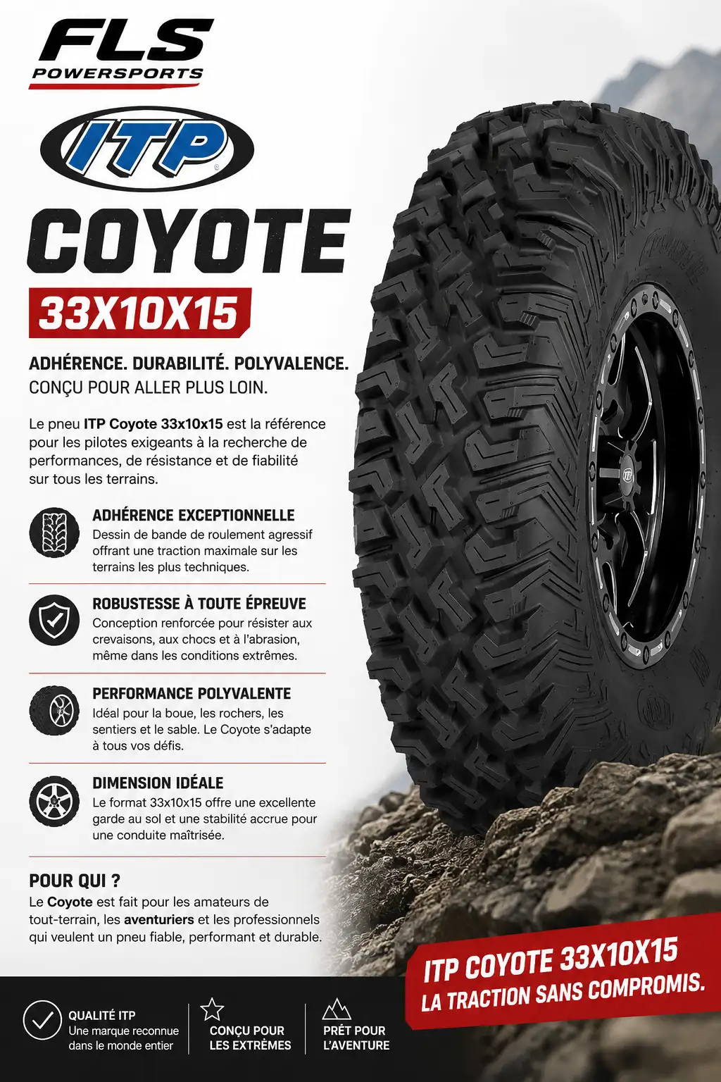 Pneu ITP Coyote 33X10X15 M/C MST
